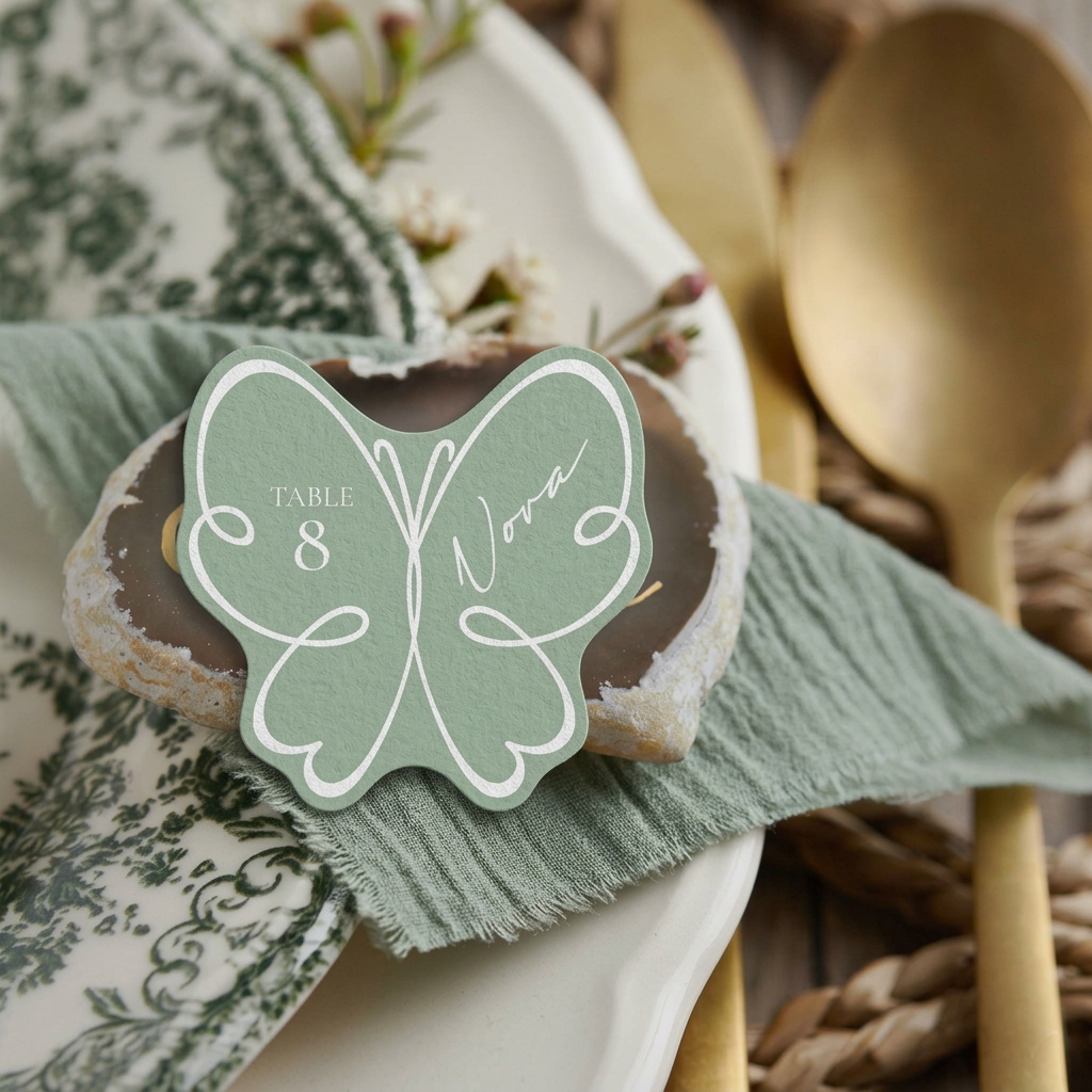 Personalized Wedding Place Cards | Semi-Custom White Ink Print | Signature Design 114