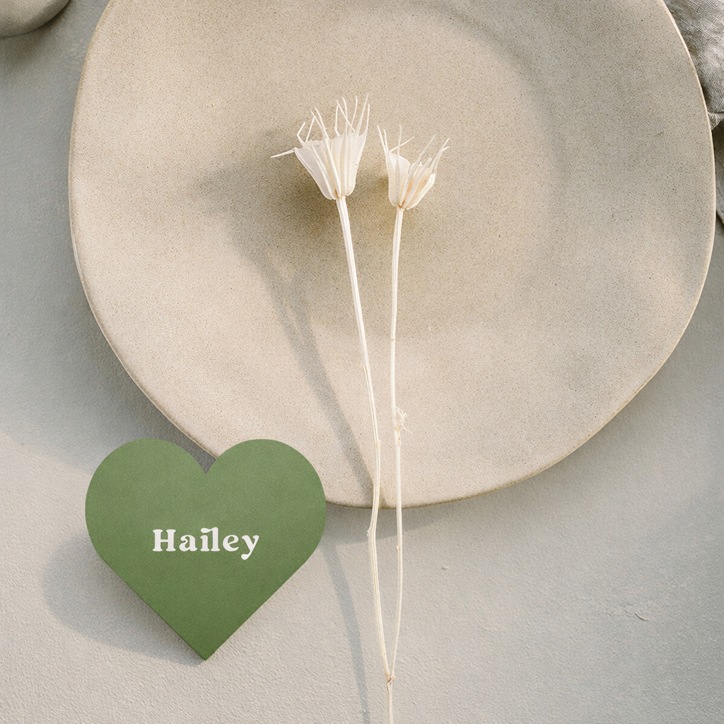 Personalized Wedding Place Cards | Fully Custom White Ink Print | Signature Shape 17