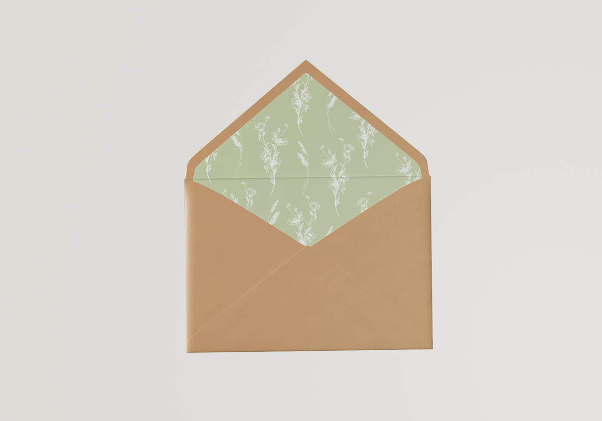 Sage Floral Wedding Envelope Liner Template | Print-and-Cut PNG for Wedding Invitations - Catherine Collection