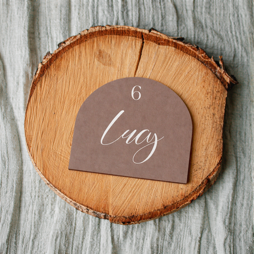 Personalized Wedding Place Cards | Fully Custom White Ink Print | Signature Shape 2