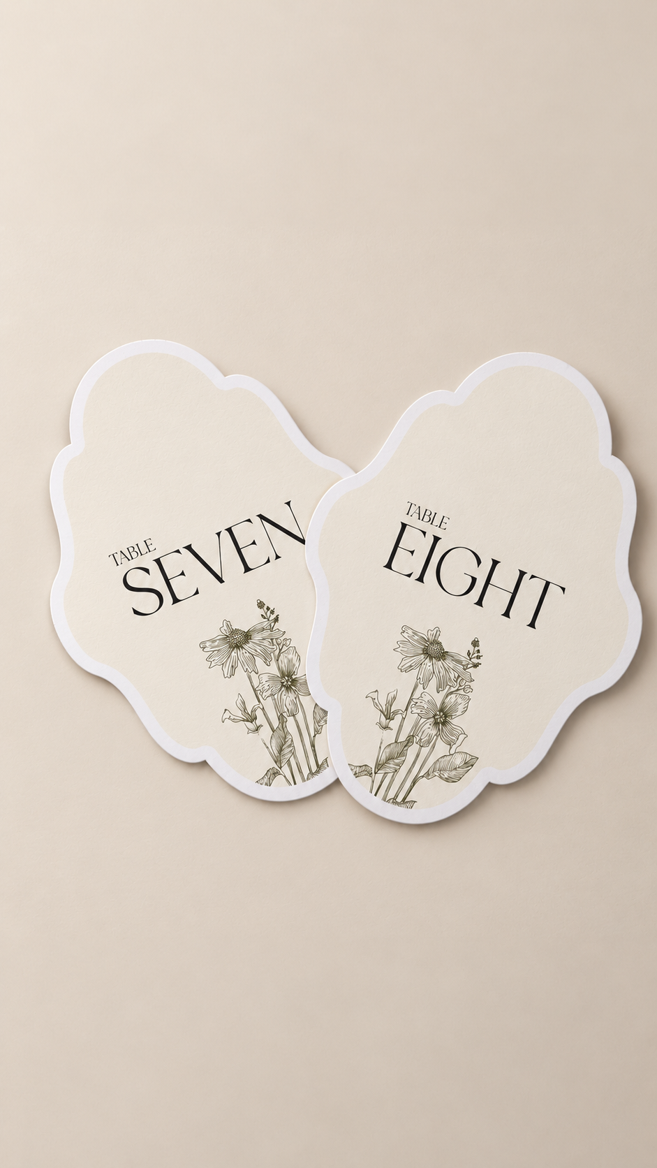 Botanical Wedding Table Number PNG Template | Print-and-Cut Table Numbers - Arabella Collection