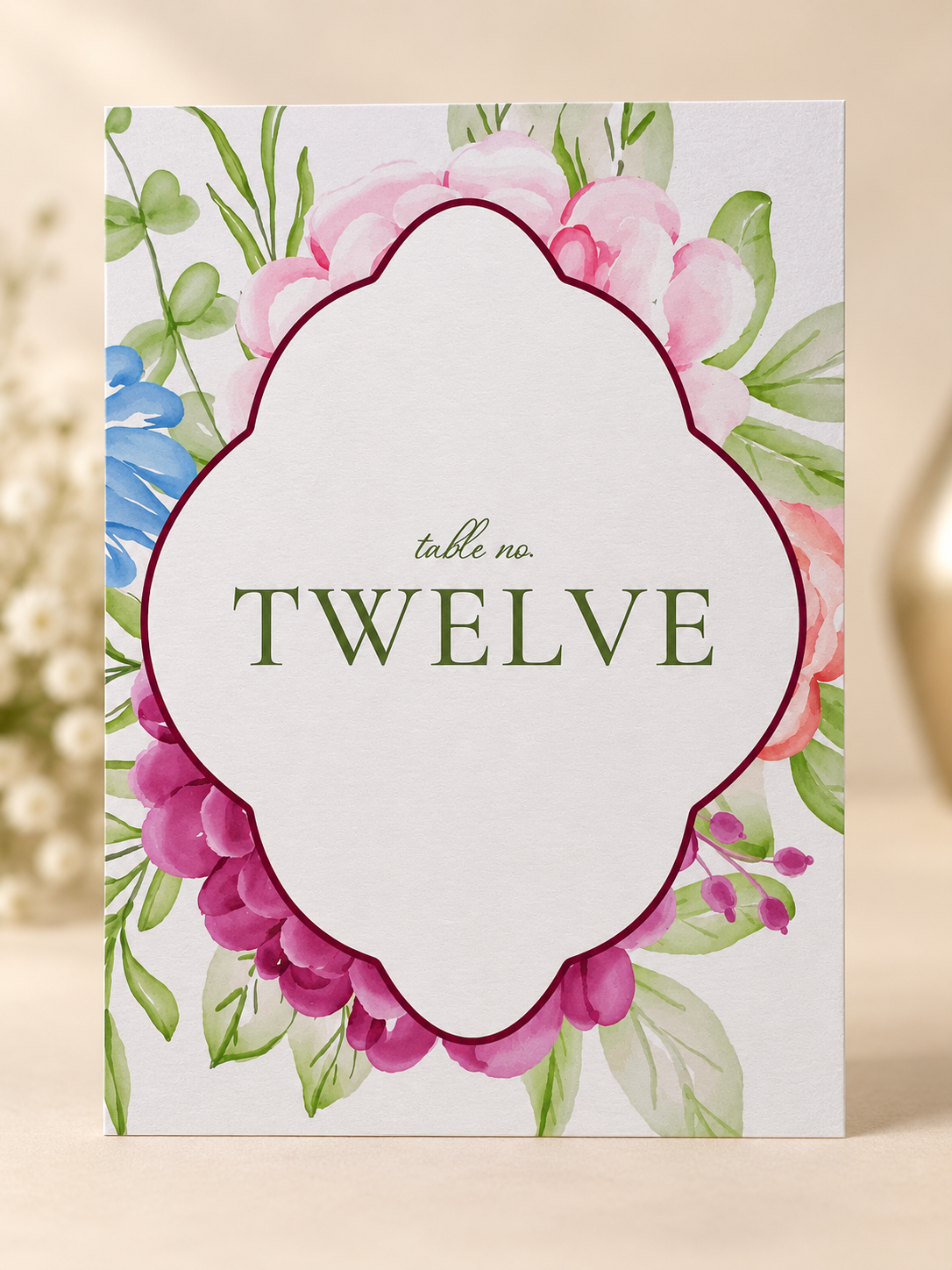 Floral Set of 2 Wedding Table Number PNG Templates | Print and Cut Layered Table Numbers - Chloe Collection