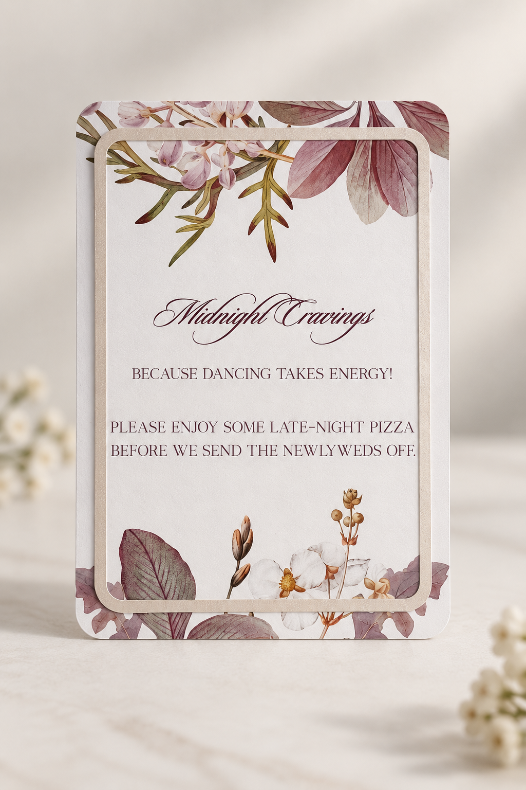 Botanical Wedding Table Signage PNG Templates | 2-Piece Print-and-Cut Table Sign Set with Border Layers - Fatima Collection