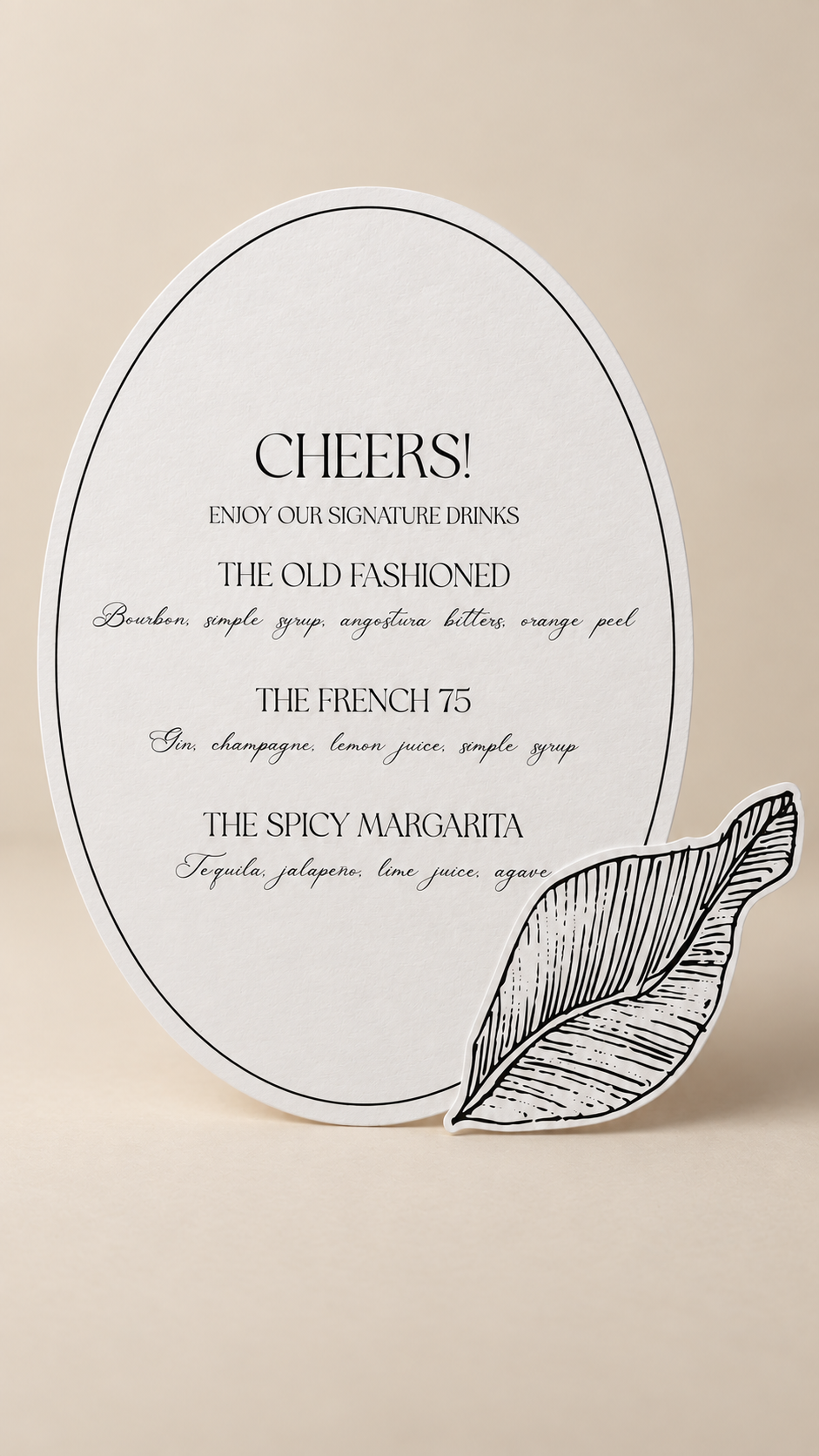 2-Piece Botanical Wedding Sign PNG Templates | Layered Print-and-Cut Wedding Signage with Leaf Accent - Arabella Collection