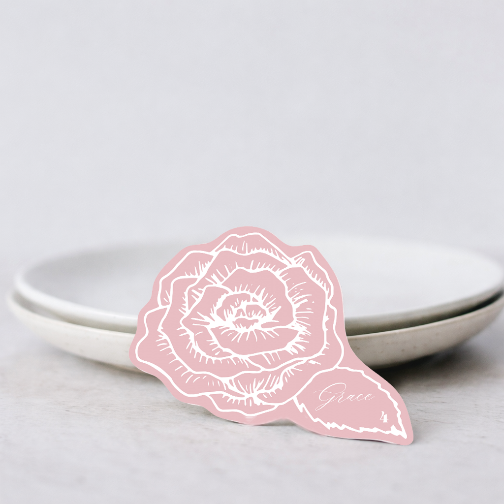 Personalized Wedding Place Cards | Semi-Custom White Ink Print | Signature Design 105