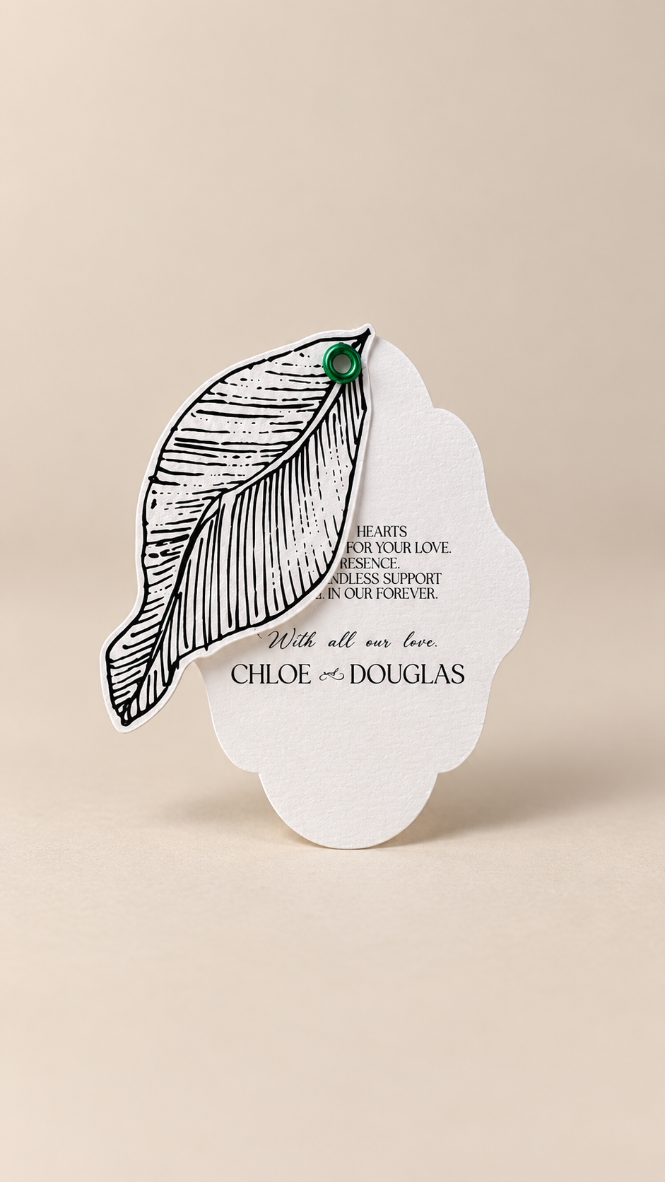 2-Piece Botanical Wedding Favor Tag PNG Templates | Layered Print-and-Cut Leaf Favor Tag - Arabella Collection