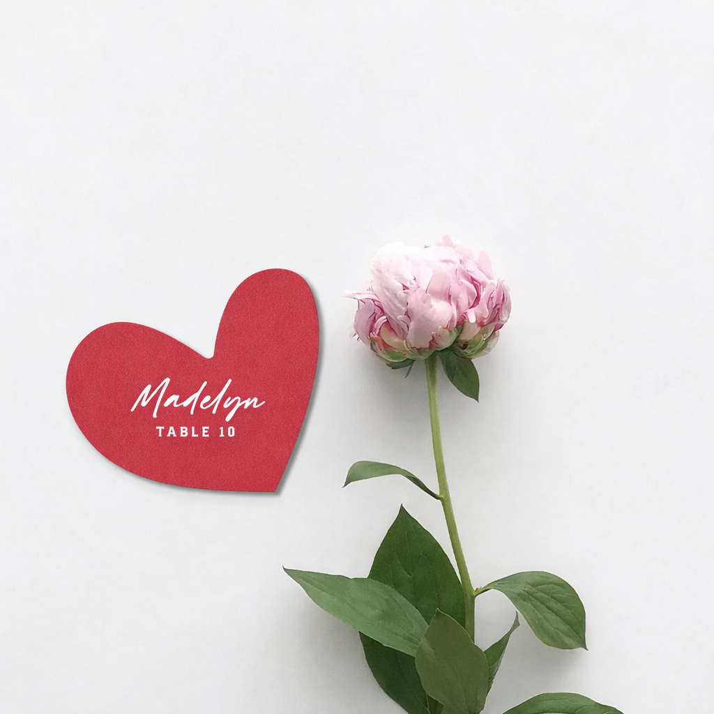 Personalized Wedding Place Cards | Fully Custom White Ink Print | Signature Shape 6