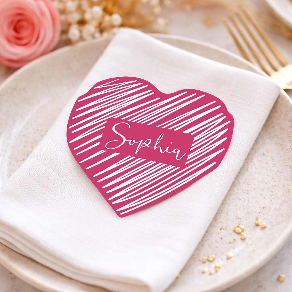 Personalized Wedding Place Cards | Semi-Custom White Ink Print | Signature Design 107