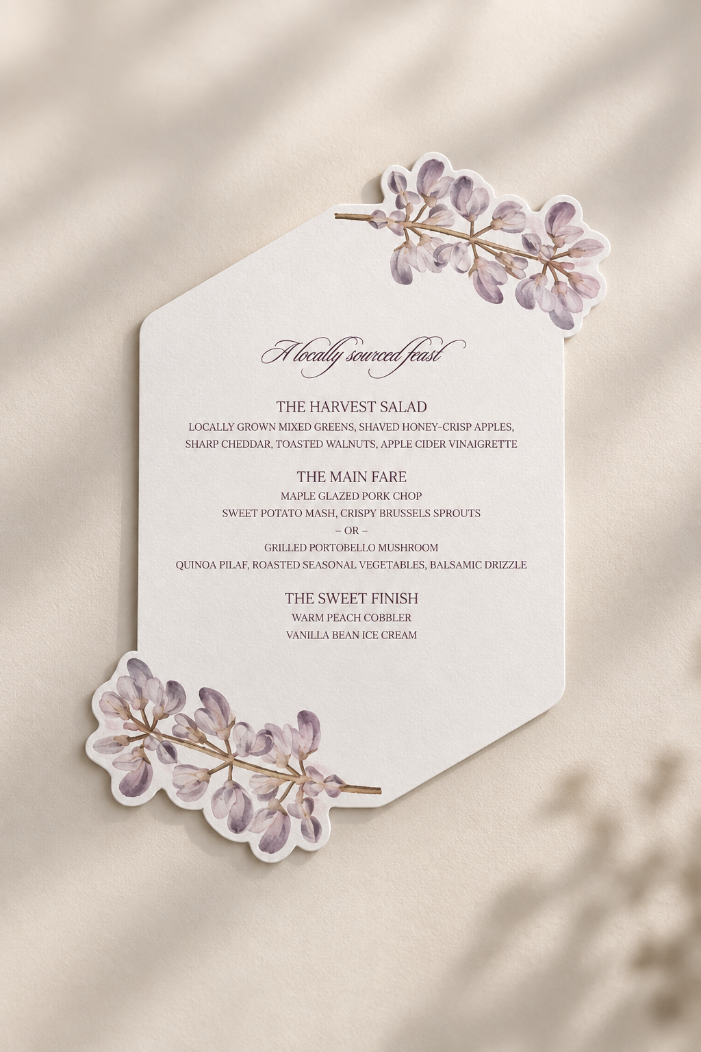 Botanical Wedding Menu PNG Template | Floral Print-and-Cut Reception Menu | DIY Wedding Table Stationery - Fatima Collection