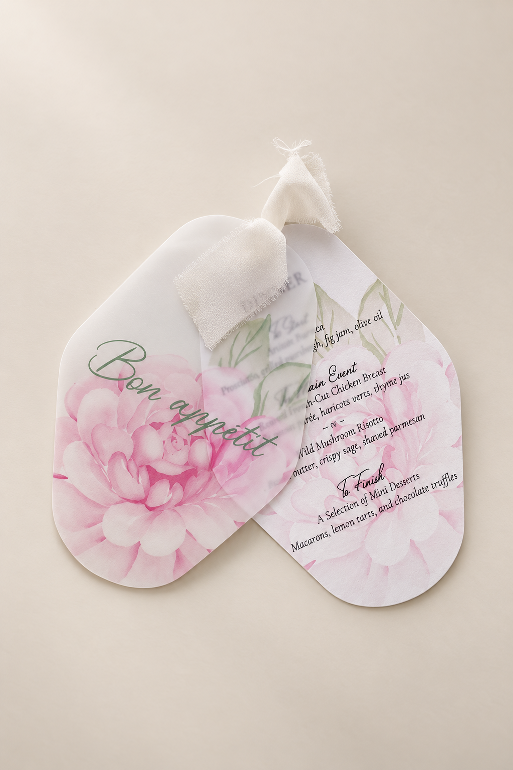 Pink Peony Wedding Menu Cover & Inner Page PNG Templates | Print and Cut Floral Wedding Menu - Chloe Collection