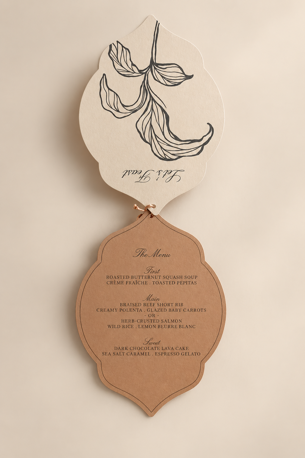 Layered Botanical Wedding Menu PNG Template | 5x7 Print and Cut Shaped Menu Cards - Isabel Collection
