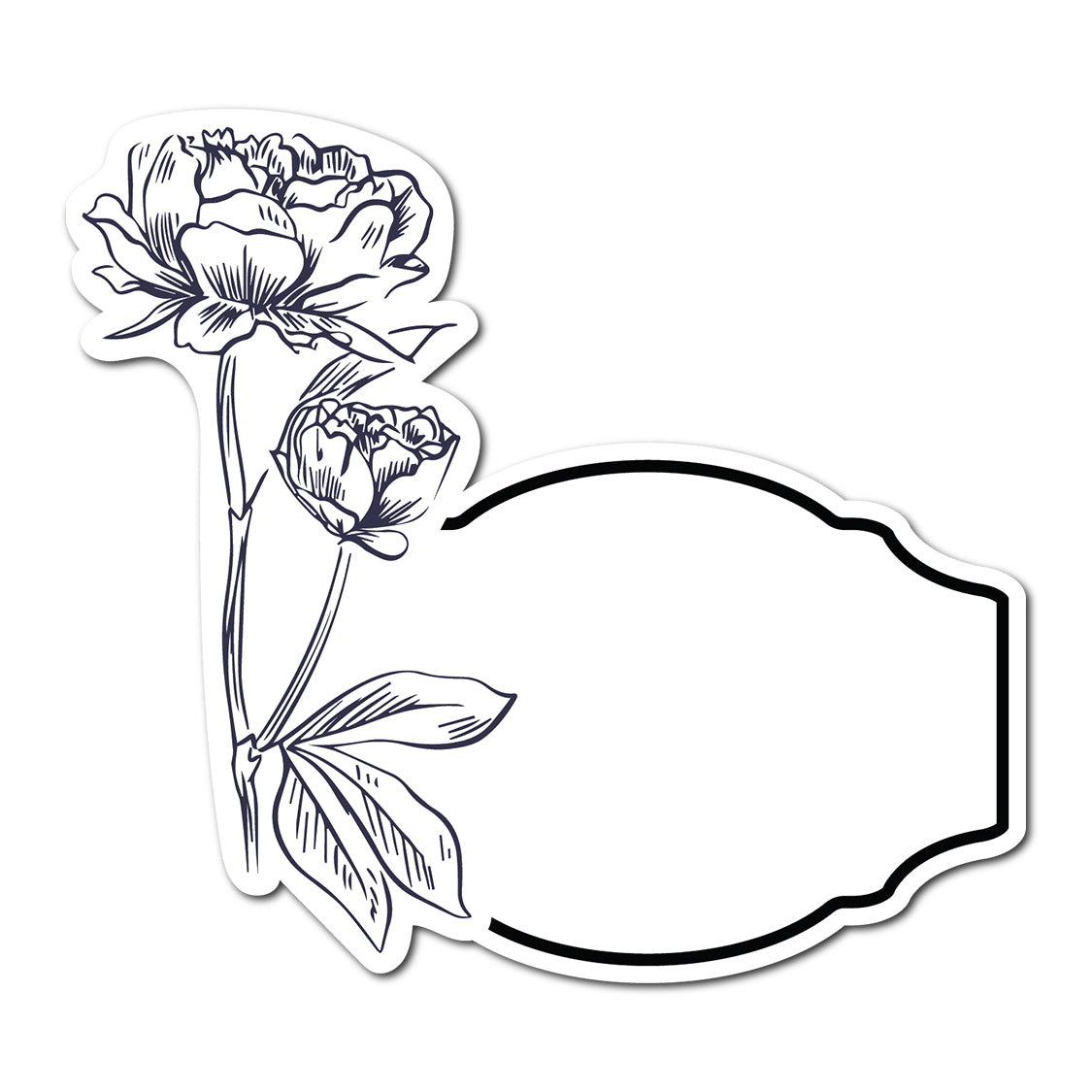 Black and White Floral Art Place Card | SVG PNG Template - Shape 12