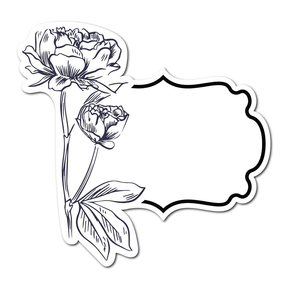 Black and White Floral Art Place Card | SVG PNG Template - Shape 1