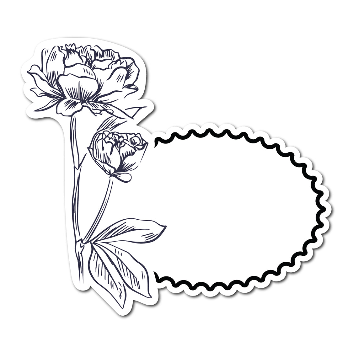 Black and White Floral Art Place Card | SVG PNG Template - Shape 2