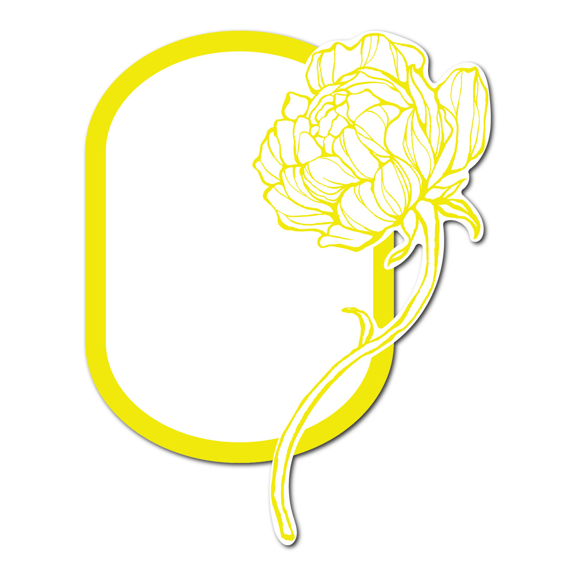 Modern Place Card with Floral Cutout | SVG PNG Template - Shape 13