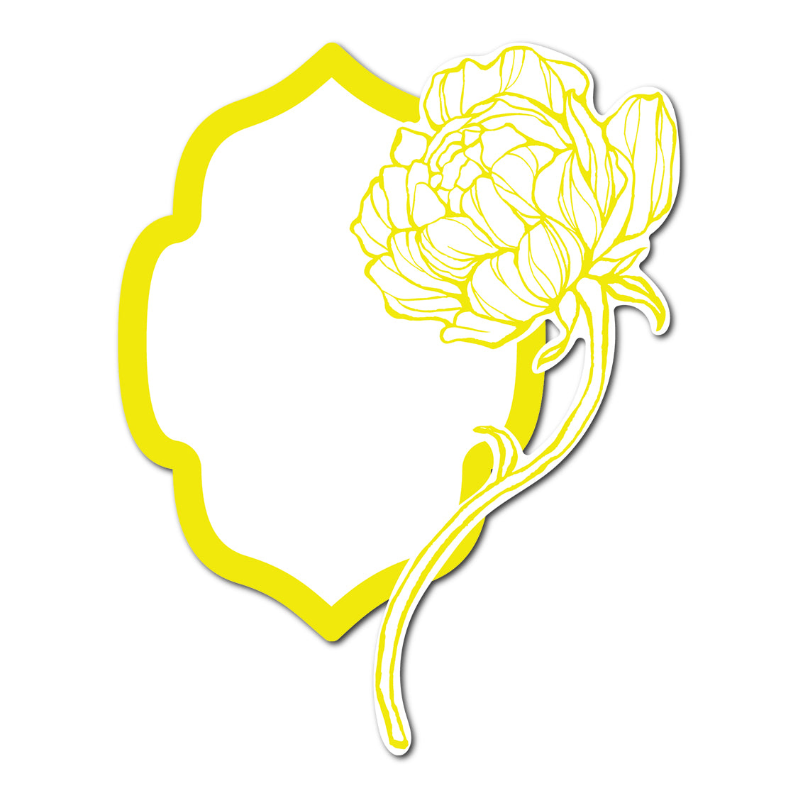 Modern Place Card with Floral Cutout | SVG PNG Template - Shape 21