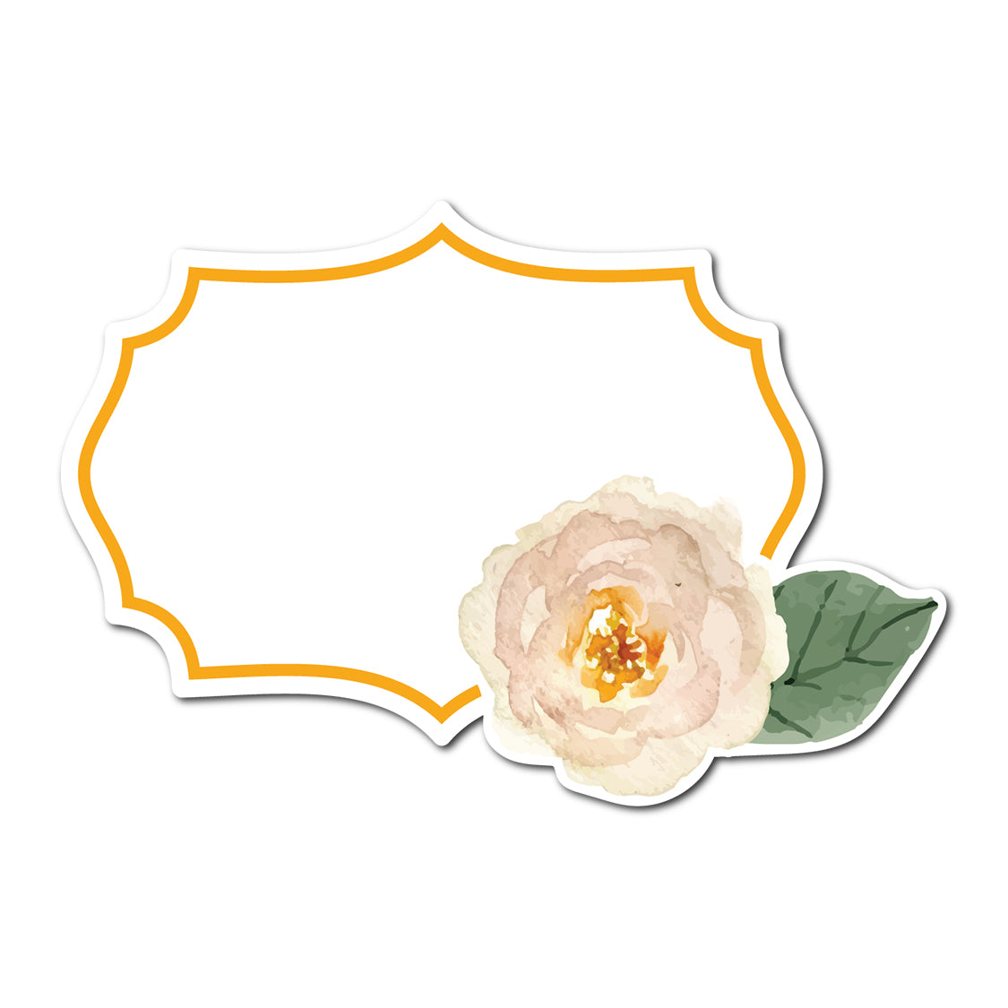 Watercolor Rose Accented Escort Card | SVG PNG Template - Shape 20