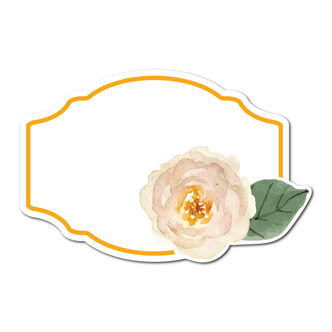 Watercolor Rose Accented Escort Card | SVG PNG Template - Shape 6