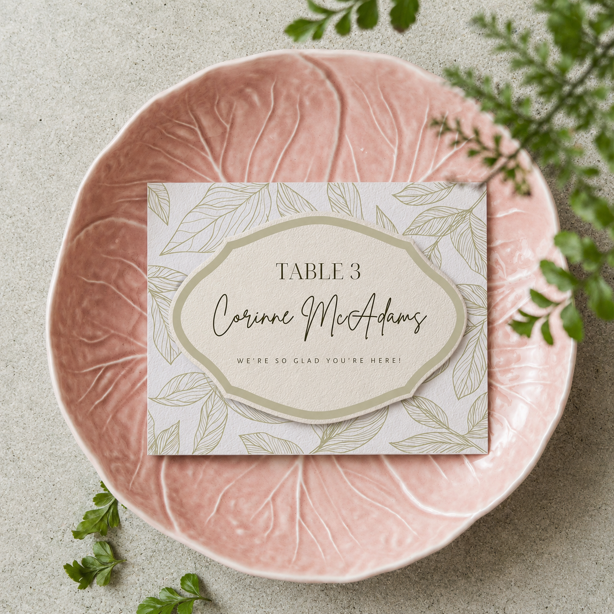 TEMPLATES: Table Cards with Leafy Background