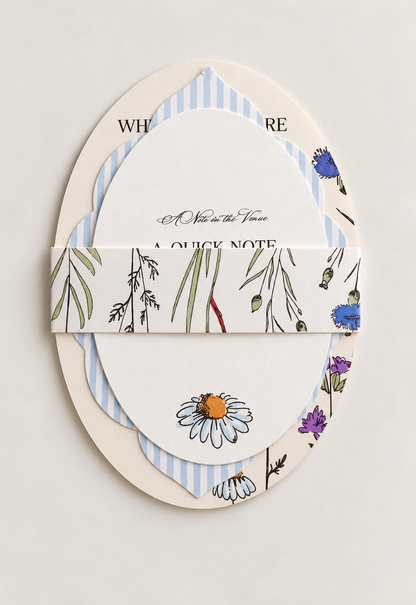 Botanical Wildflower Stacked Wedding Invitation PNG Template Set | Print and Cut - Keisha Collection