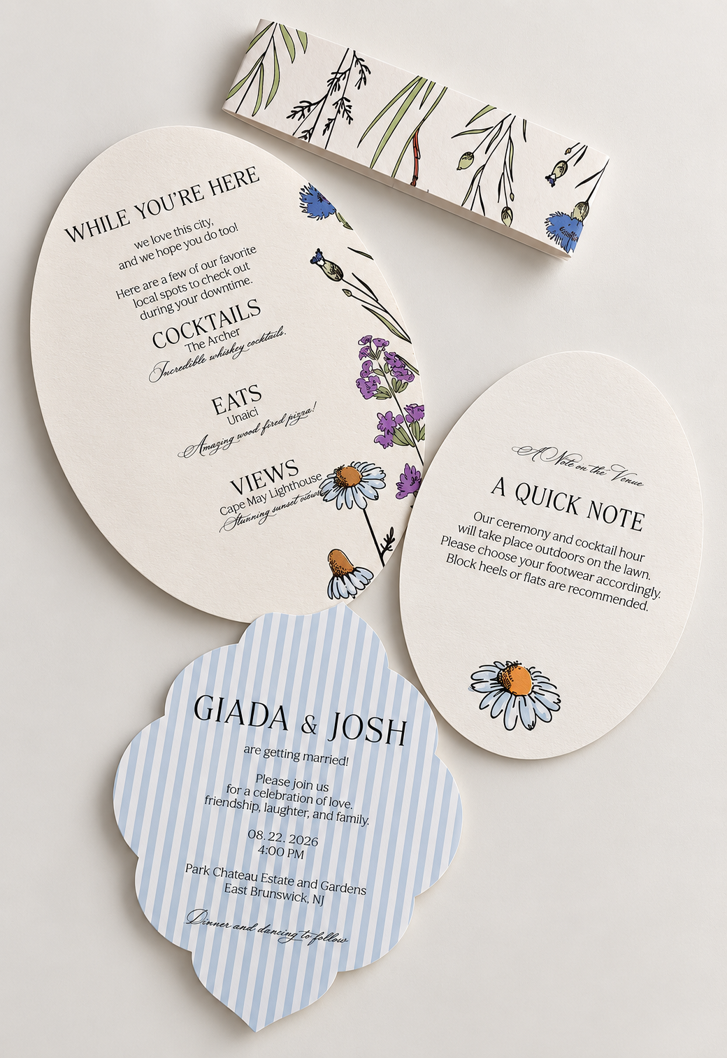 Botanical Wildflower Stacked Wedding Invitation PNG Template Set | Print and Cut - Keisha Collection