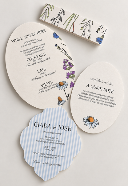 Botanical Wildflower Wedding Stationery PNG Template Bundle | Complete Print and Cut Wedding Suite - Keisha Collection