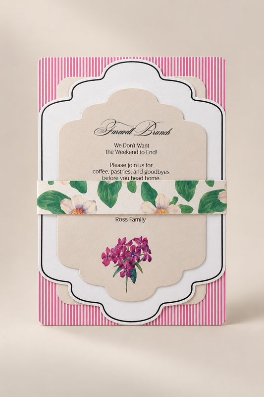 Floral Stacked Wedding Invitation PNG Templates with Belly Band | Print Then Cut Wedding Suite - Jamaica Collection