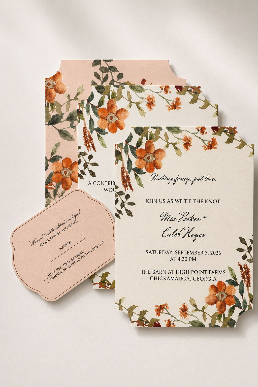 Wedding Print-and-Cut PNG Template Bundle | Floral DIY Invitation & Wedding Stationery Suite - Blythe Collection
