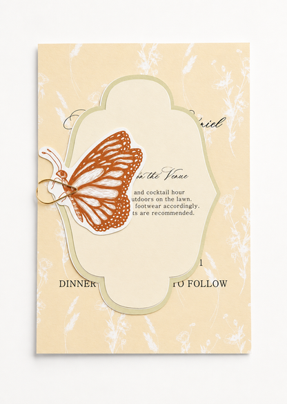 Garden Butterfly Stacked Wedding Invitation Template | Layered Print-and-Cut PNG - Catherine Collection
