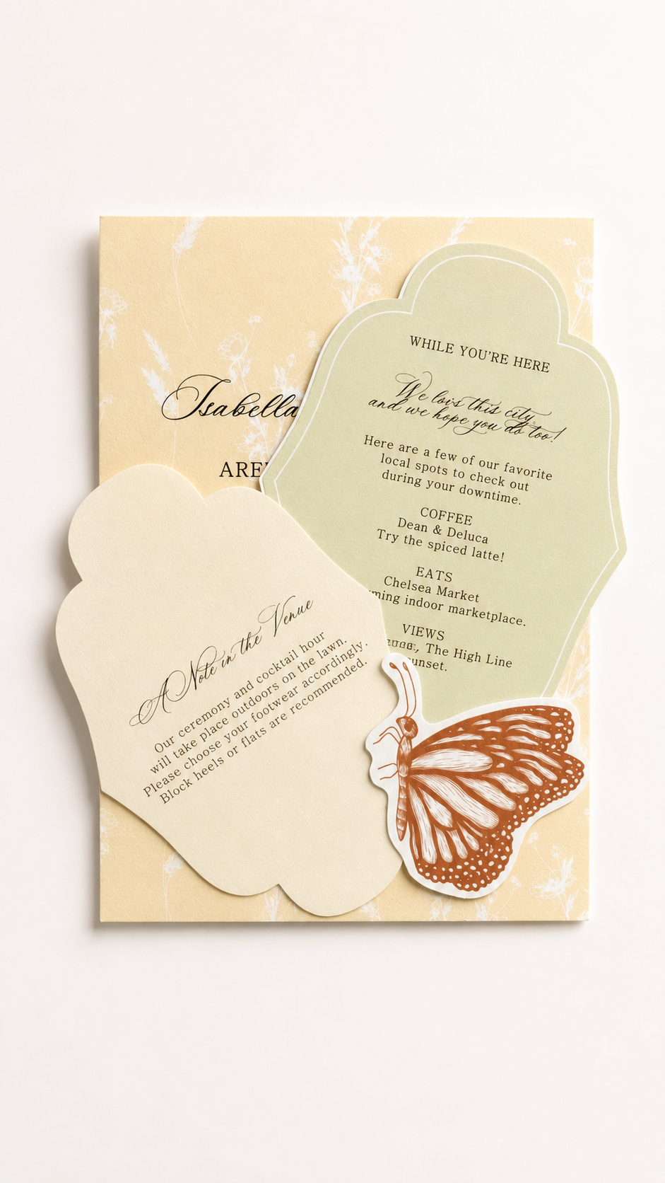 Garden Butterfly Stacked Wedding Invitation Template | Layered Print-and-Cut PNG - Catherine Collection