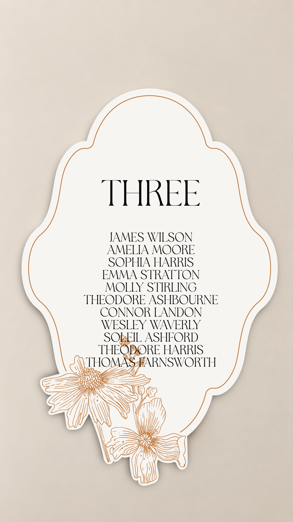 3-Piece Botanical Wedding Seating Plan Sign PNG Templates | Print-and-Cut Table Assignment Sign Set - Arabella Collection