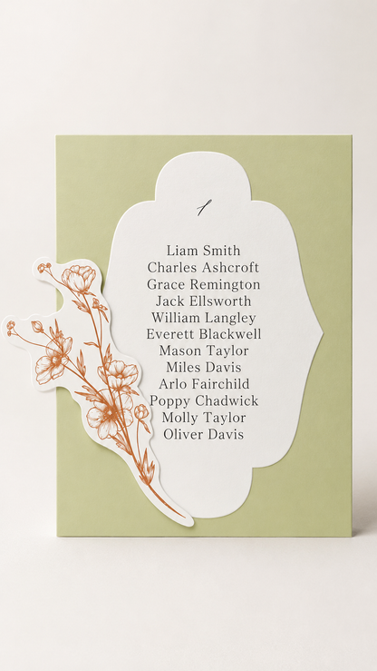 Floral Wedding Seating Chart Sign Templates | 3-Piece Print-and-Cut PNG Seating Sign Set - Catherine Collection