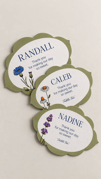 Botanical Wedding Labels & Mini Signage PNG Templates Set of 3 | Print and Cut Floral Labels - Keisha Collection