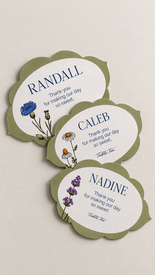 Botanical Wedding Labels & Mini Signage PNG Templates Set of 3 | Print and Cut Floral Labels - Keisha Collection