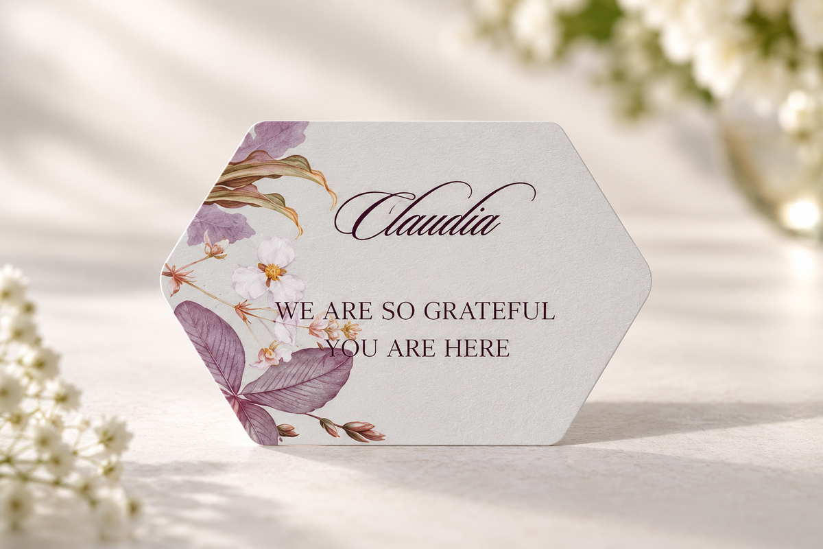 Botanical Wedding Labels & Mini Signage PNG Templates | 2-Piece Print-and-Cut Wedding Label Set - Fatima Collection