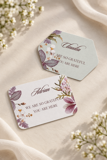 Botanical Wedding Labels & Mini Signage PNG Templates | 2-Piece Print-and-Cut Wedding Label Set - Fatima Collection