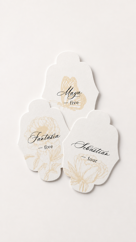 Floral Wedding Labels & Mini Signs Template Set | 3 Print-and-Cut PNG Designs - Catherine Collection