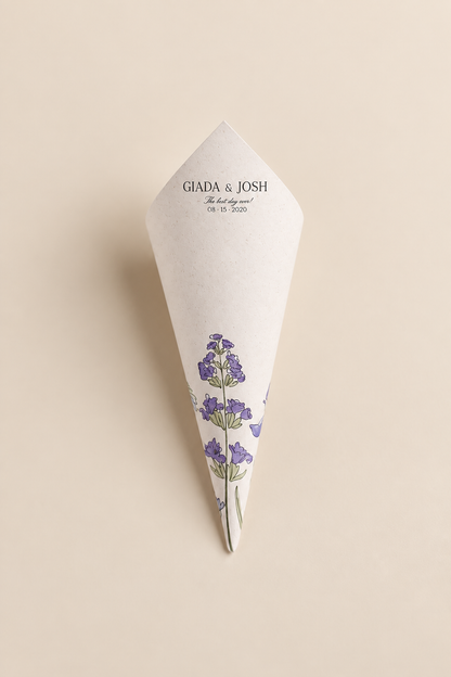 Botanical Wildflower Wedding Petal Toss Cone PNG Template | Print and Cut Confetti Cone - Keisha Collection