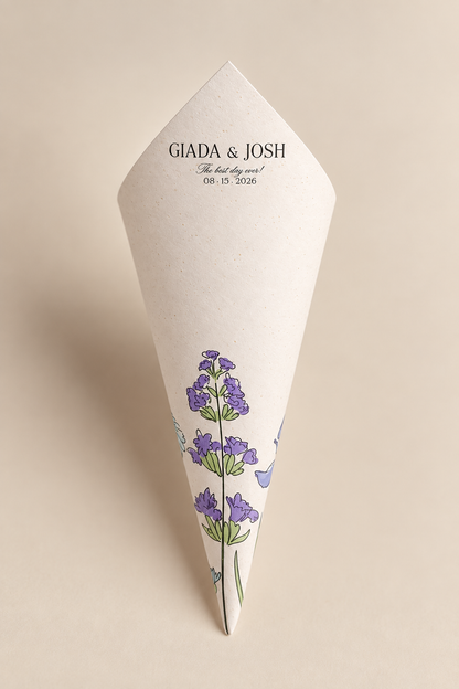 Botanical Wildflower Wedding Petal Toss Cone PNG Template | Print and Cut Confetti Cone - Keisha Collection