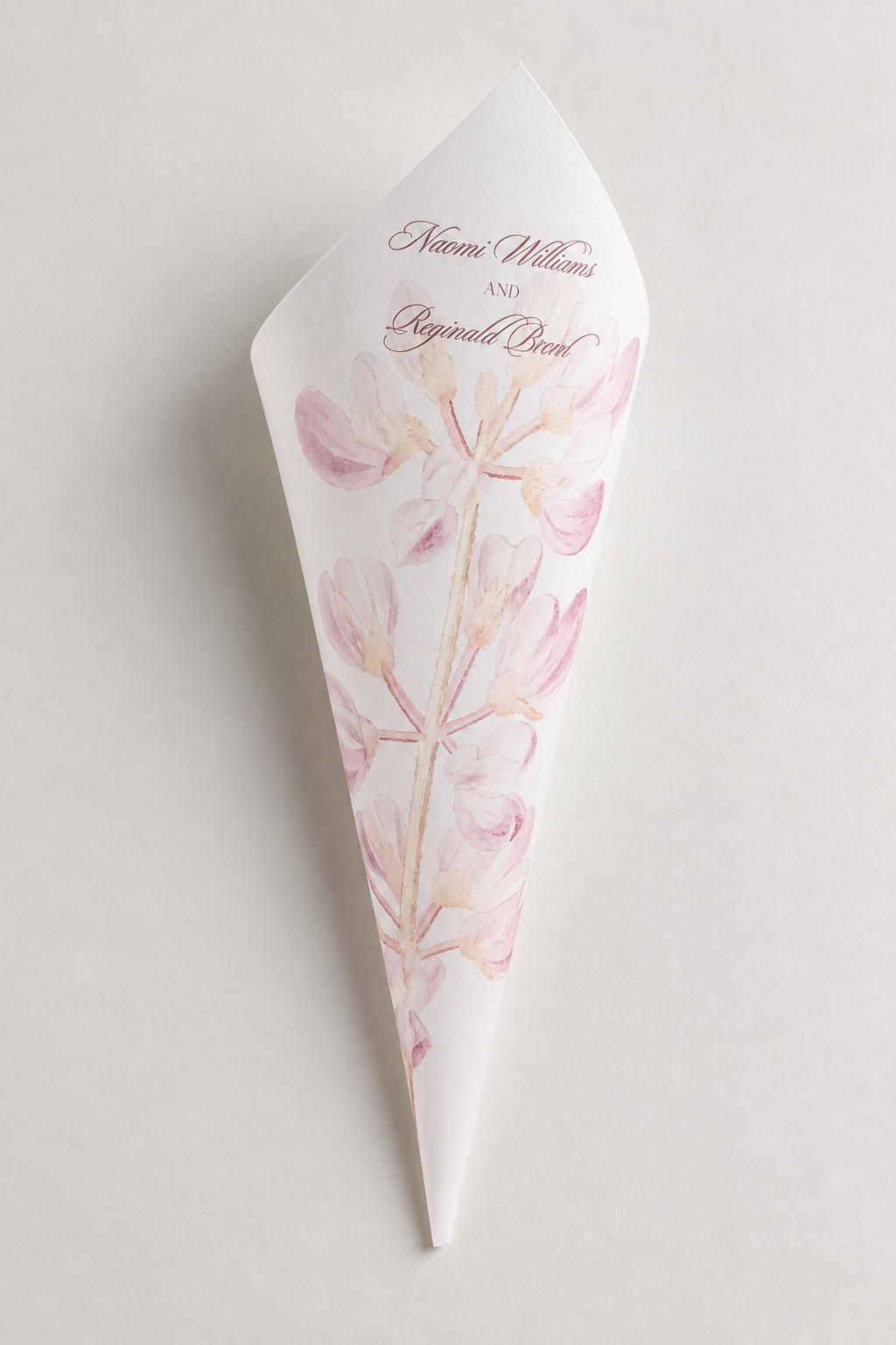 Botanical Wedding Petal Toss Cone PNG Template | Floral Print-and-Cut Confetti Cone | DIY Ceremony Template - Fatima Collection