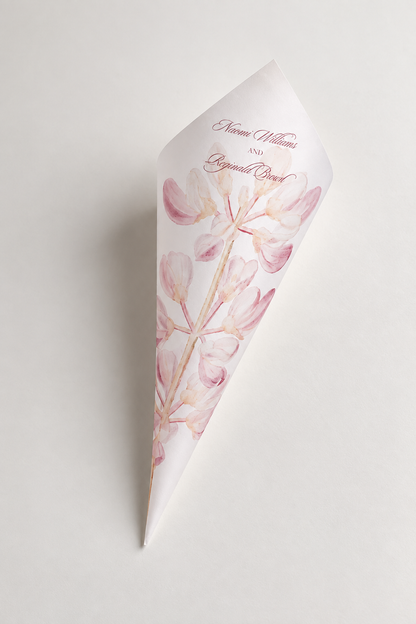 Botanical Wedding Petal Toss Cone PNG Template | Floral Print-and-Cut Confetti Cone | DIY Ceremony Template - Fatima Collection