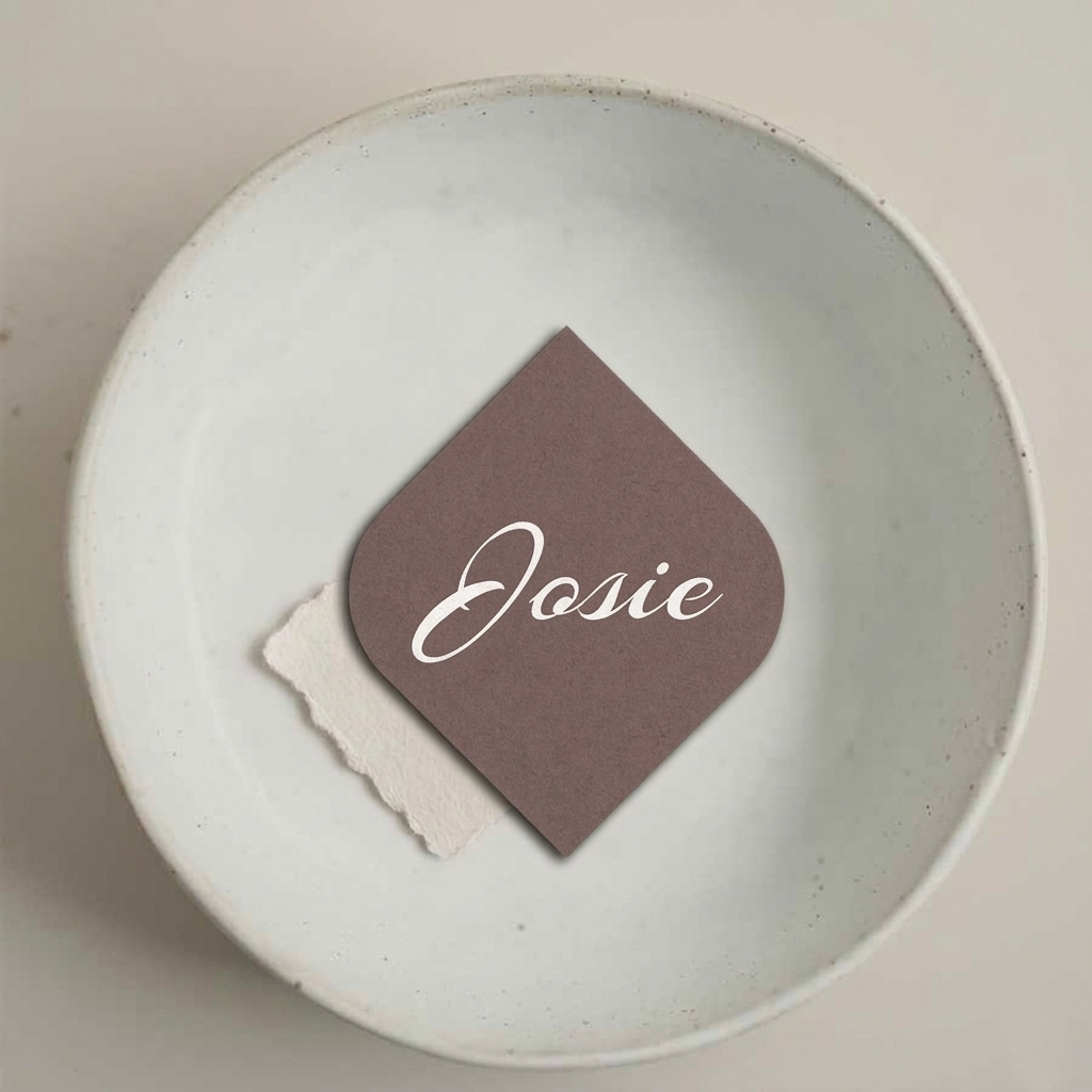 Personalized Wedding Place Cards | Fully Custom White Ink Print | Signature Shape 12