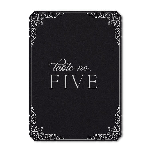 White Ink Print | Signature Design | Semi Custom Table Numbers - Design 13