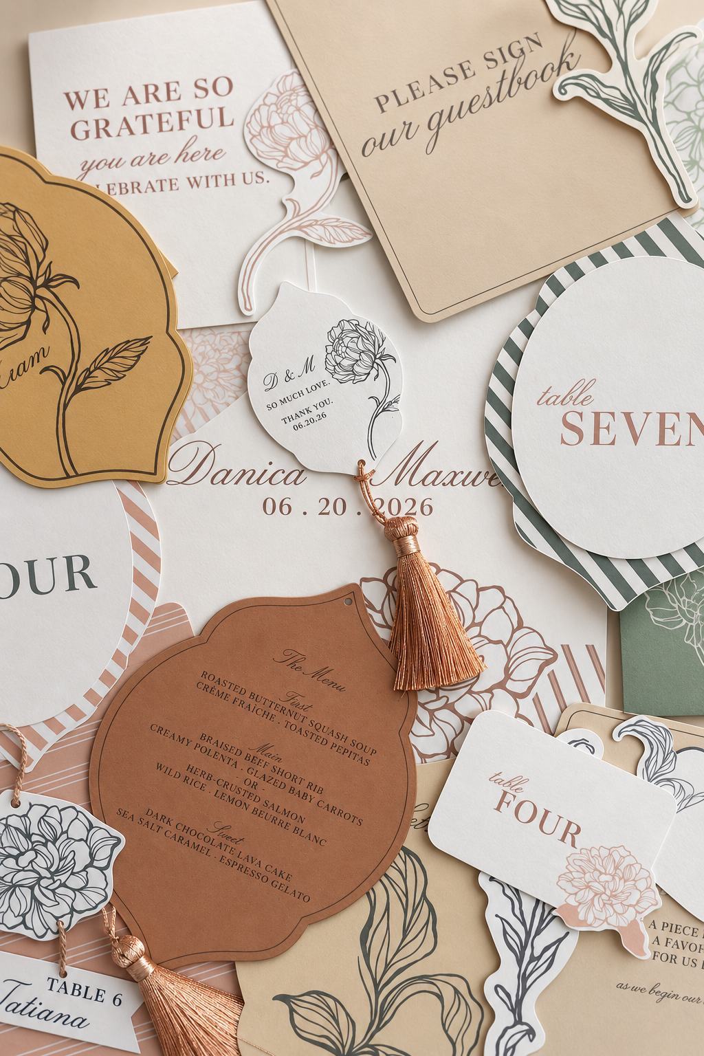 Complete Botanical Wedding Stationery Suite PNG Templates | Invitation, Signage, Menu, Place Cards, Program & More - Isabel Collection