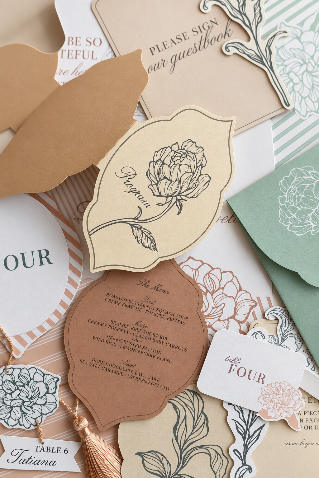 Complete Botanical Wedding Stationery Suite PNG Templates | Invitation, Signage, Menu, Place Cards, Program & More - Isabel Collection