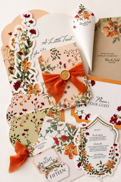 Wedding Print-and-Cut PNG Template Bundle | Floral DIY Invitation & Wedding Stationery Suite - Blythe Collection