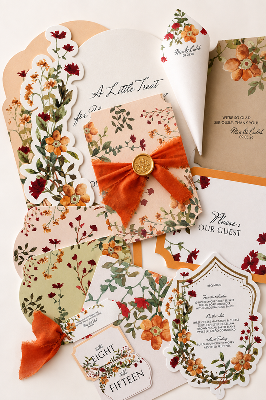 Wedding Print-and-Cut PNG Template Bundle | Floral DIY Invitation & Wedding Stationery Suite - Blythe Collection