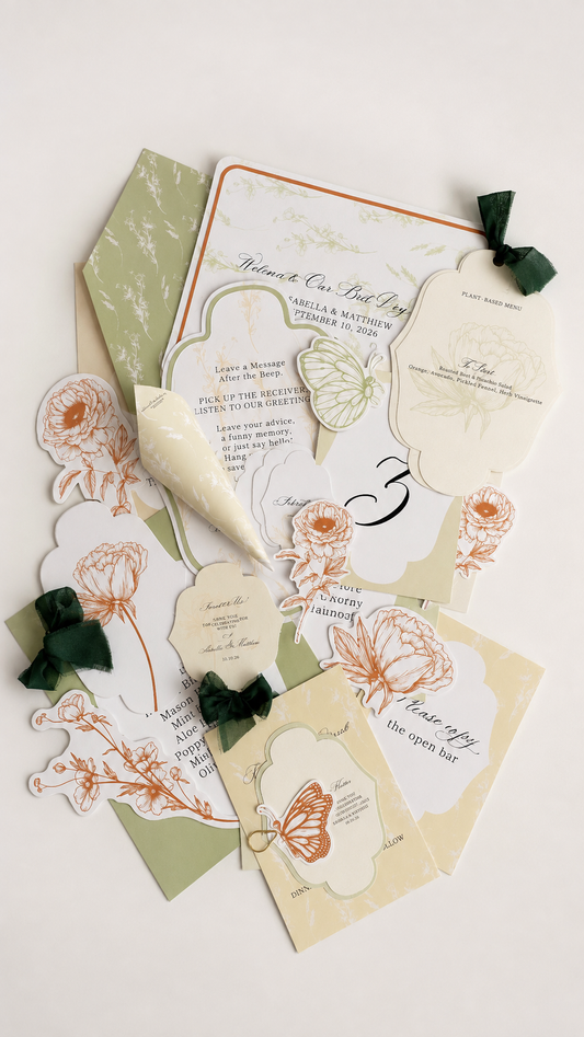 Complete Garden Floral Wedding Stationery Bundle | Print-and-Cut PNG Templates for Invitations, Signs, Menus & More - Catherine Collection