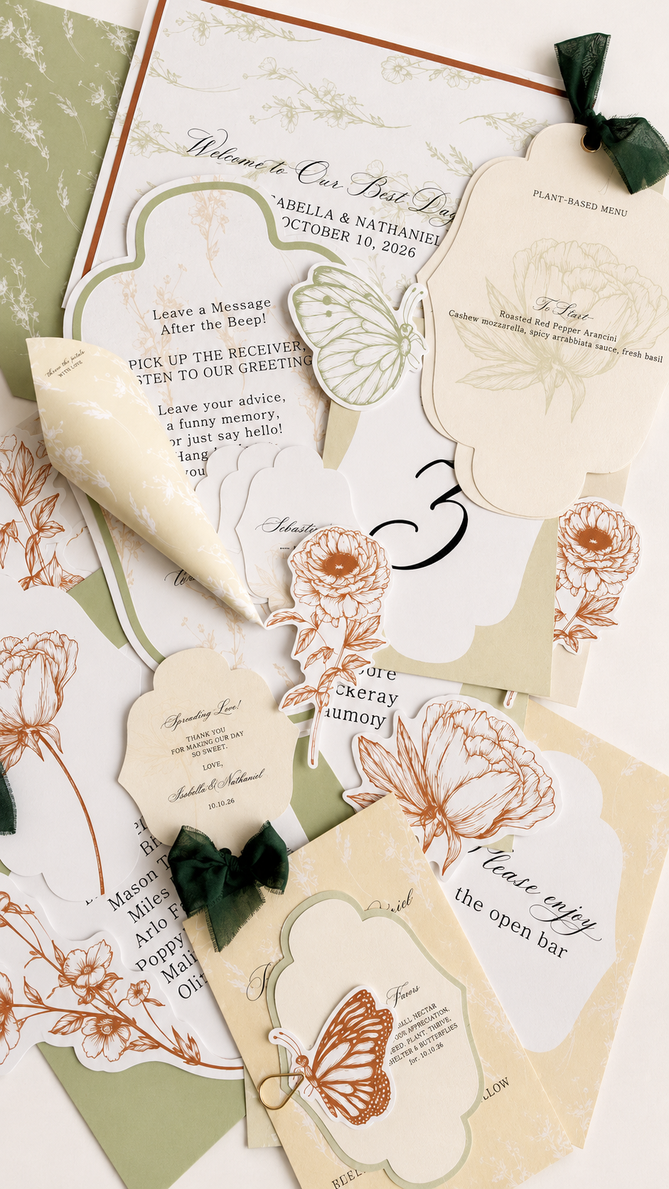 Complete Garden Floral Wedding Stationery Bundle | Print-and-Cut PNG Templates for Invitations, Signs, Menus & More - Catherine Collection
