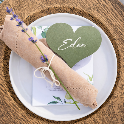 Personalized Wedding Place Cards | Fully Custom White Ink Print | Signature Shape 14